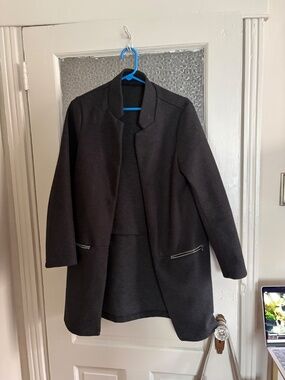 Overcoat Grey Charcoal M Women's Open Front